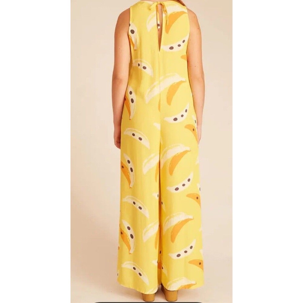 NWT Pepaloves Jumpsuit Bananas Summer Fun Rayon Sz L Beach Lounge Festival - Picture 6 of 8